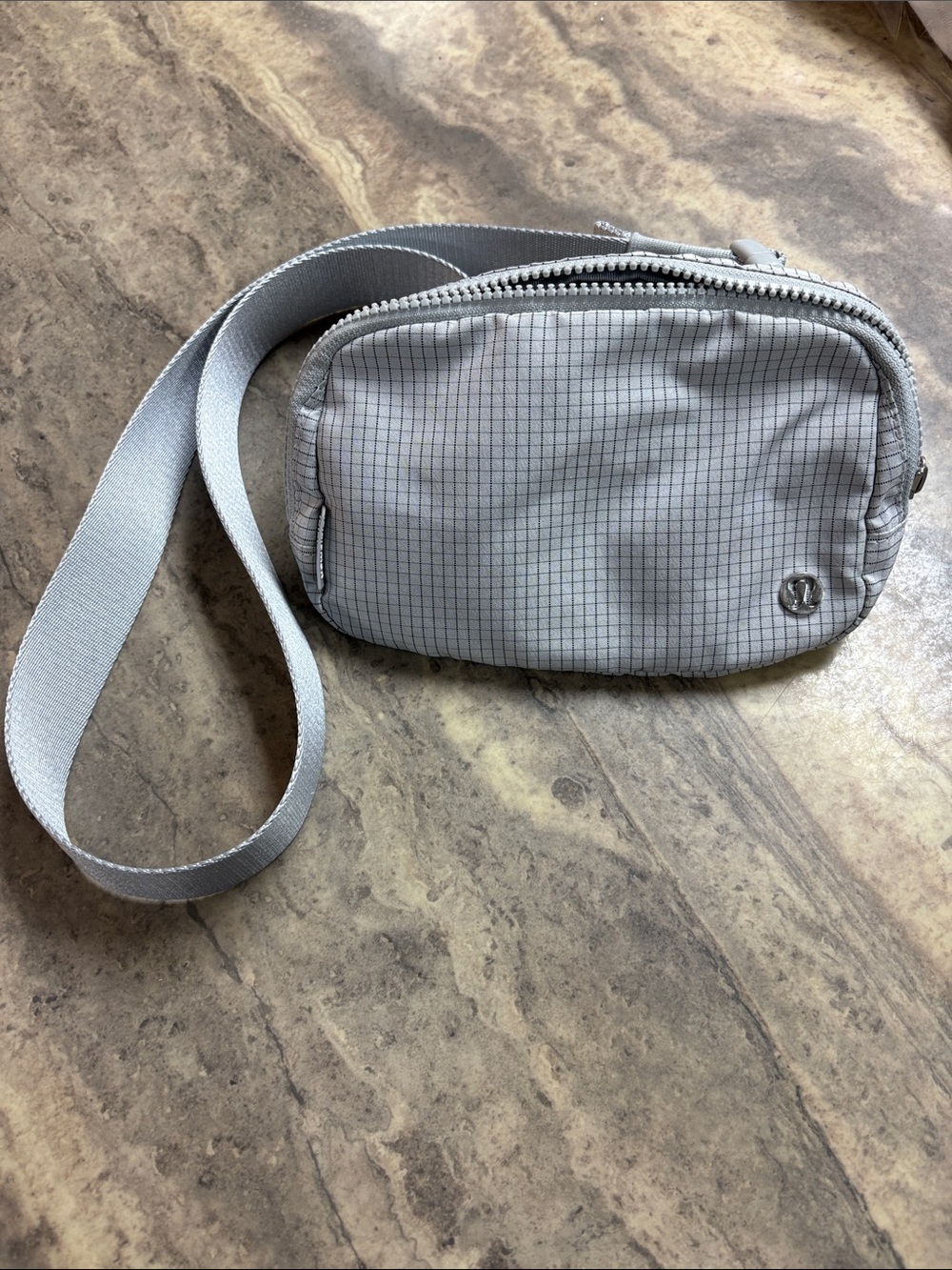 lululemon athletica Light Gray Grid Waist/Crossbody Bag